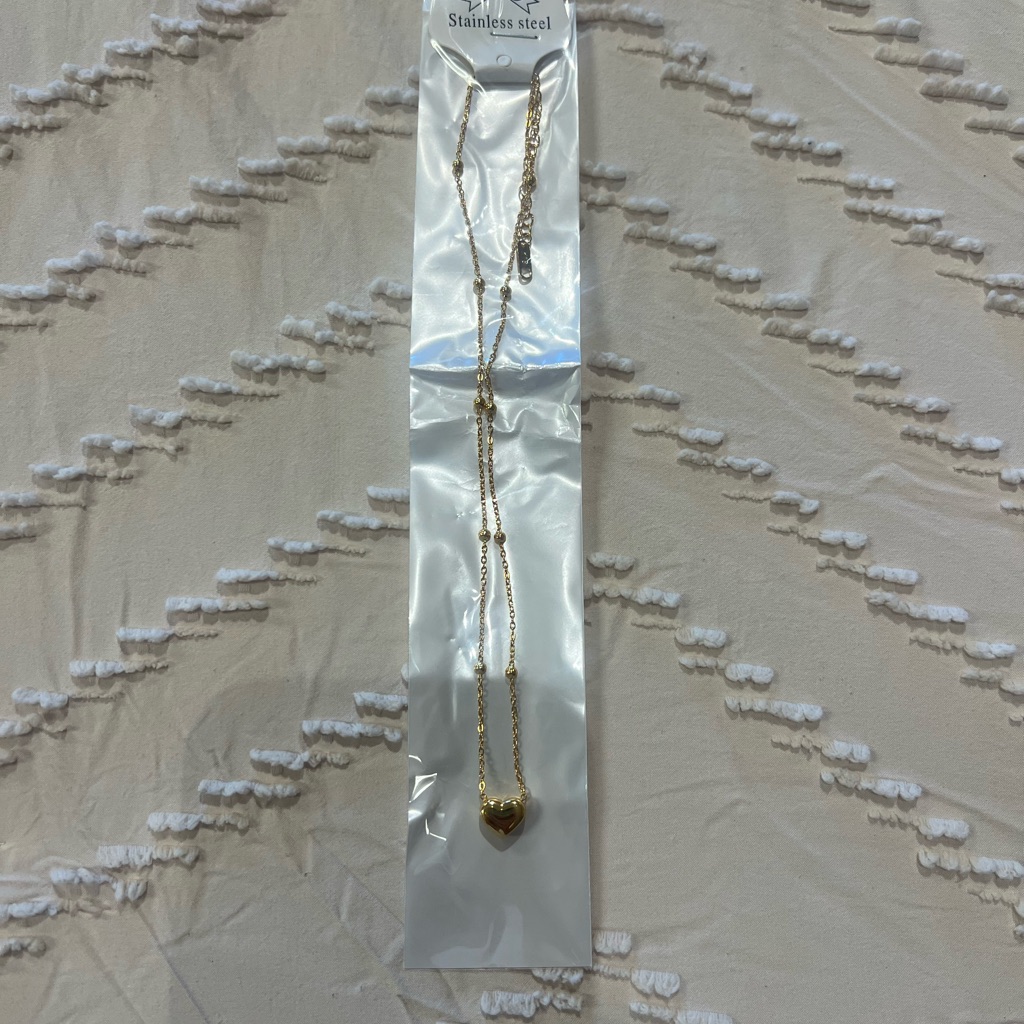 Gold Heart Pendant Necklace With Chain